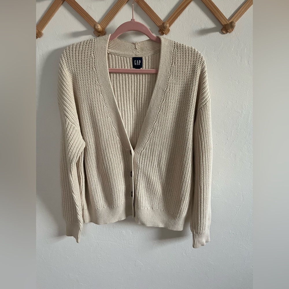 Gap cream cotton cardigan size small